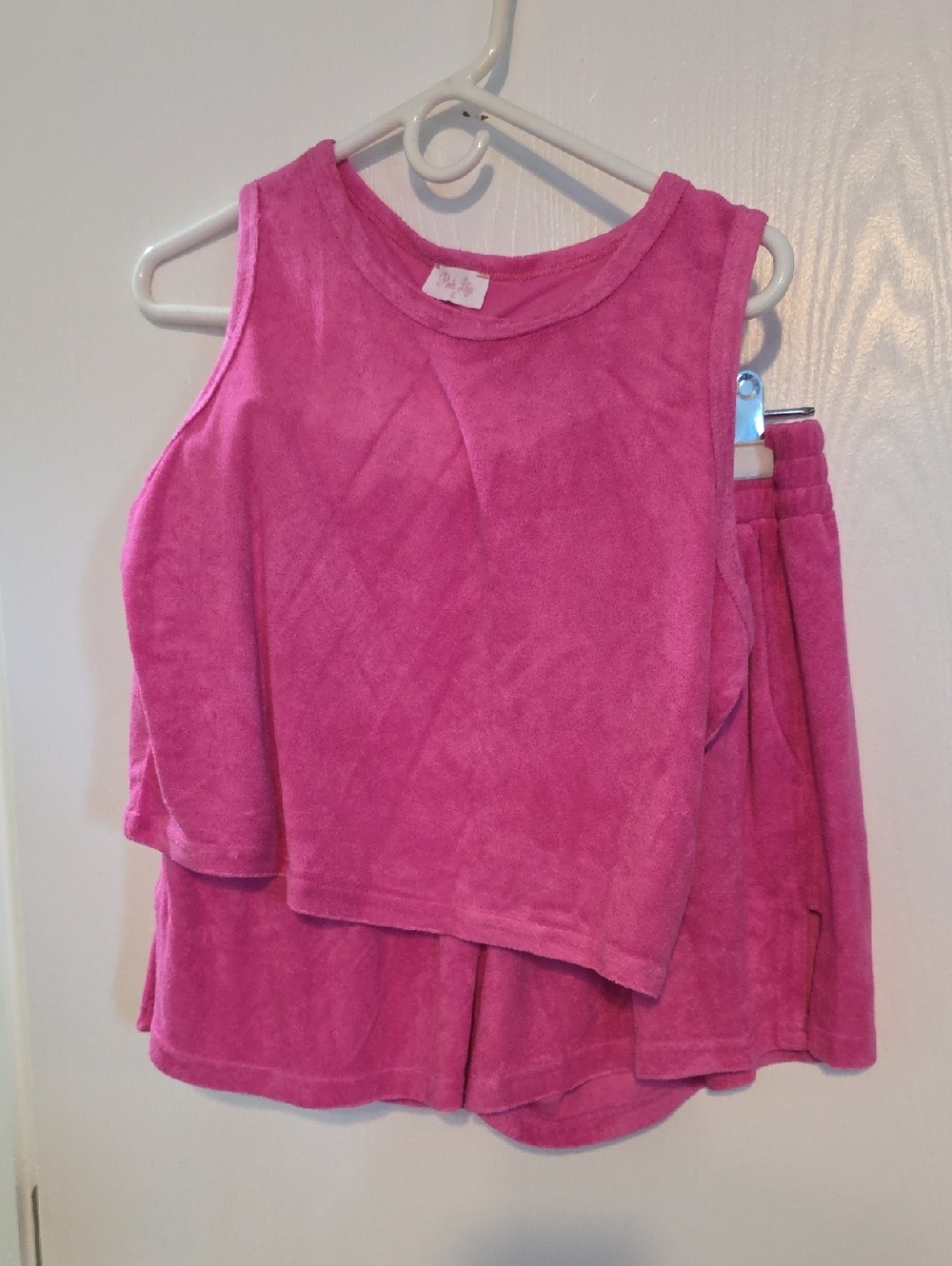 Pink Lily Womens Hot Pink Terry Tank Top And Shorts